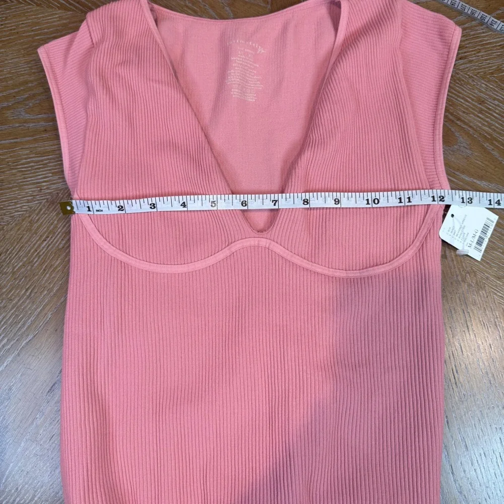 Free People NWT Meg Ribbed Bodysuit Pink Brandied Apricot Size‎ S/M